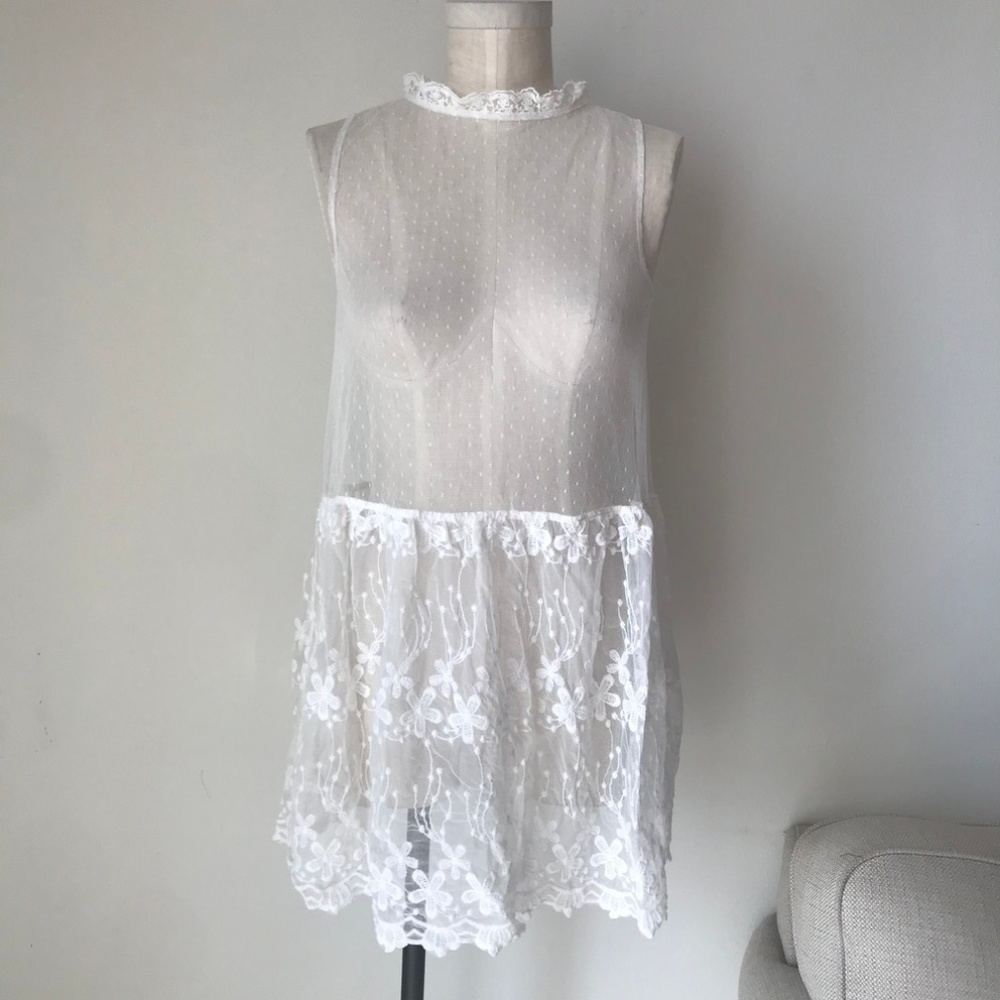 Anthropologie Lili's Closet White Mesh Top